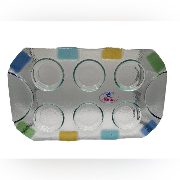 Italian fused glass Serving Tray. Used for shot glass, food, jewelry. - Picture 2 of 6